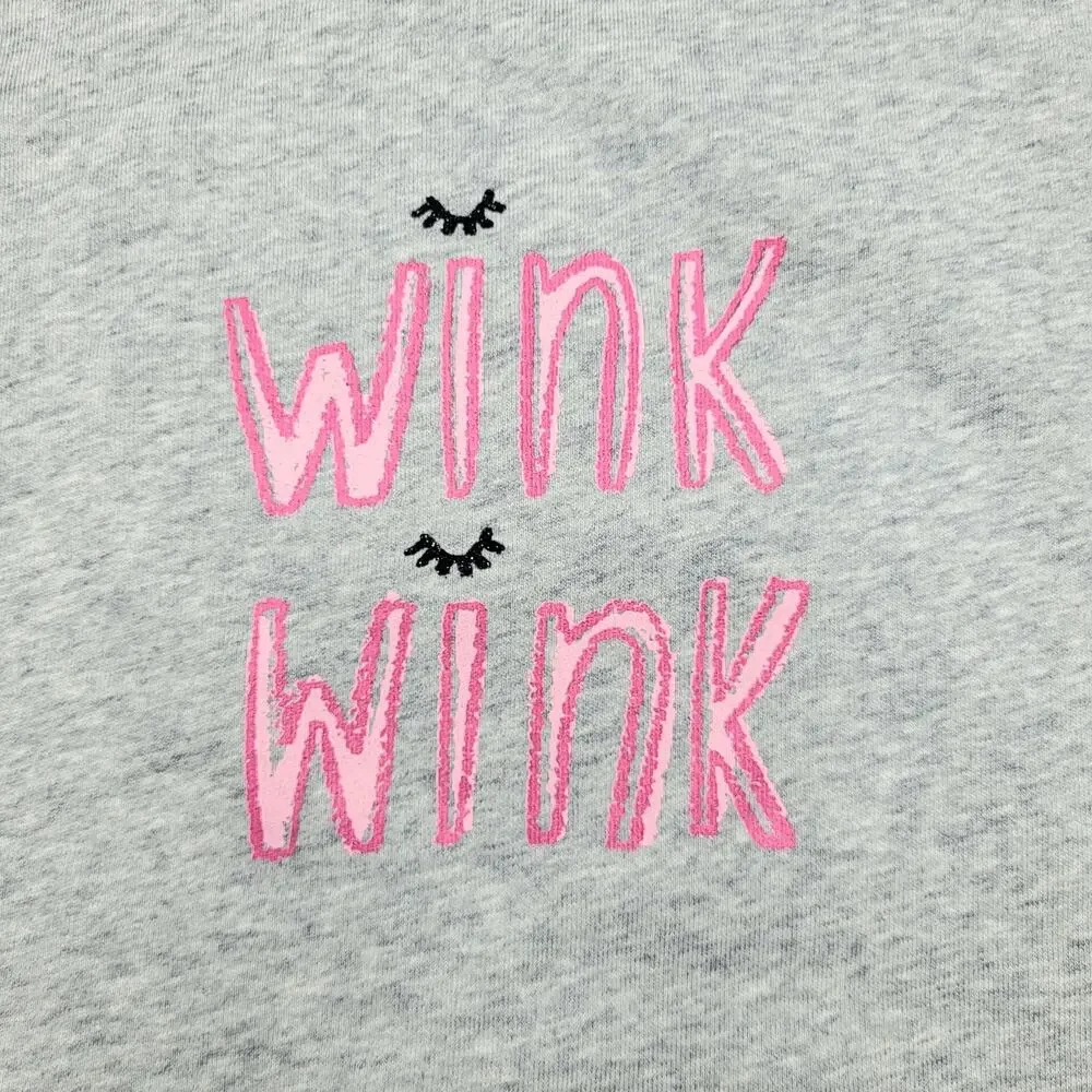 Kate‎ Spade Wink Graphic Sweatshirt Gray Pink Crewneck Pullover Cotton Small